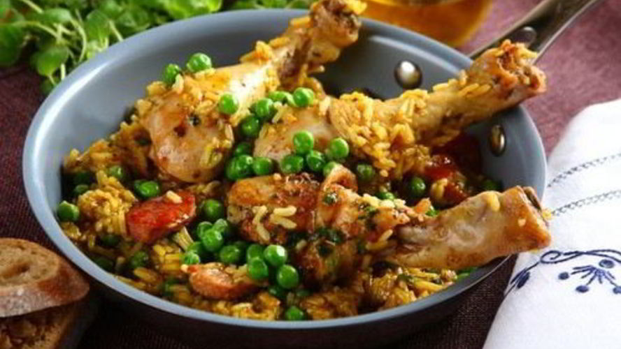 Рецепт паэлья с куриными ножками и овощами