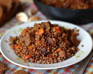 Плов из гречки с мясом