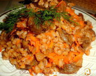 Плов из перловки с вешенками