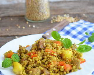 Плов из зеленой гречки