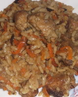 Плов с гузками индейки