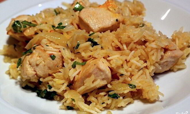 Плов с курицей в казане