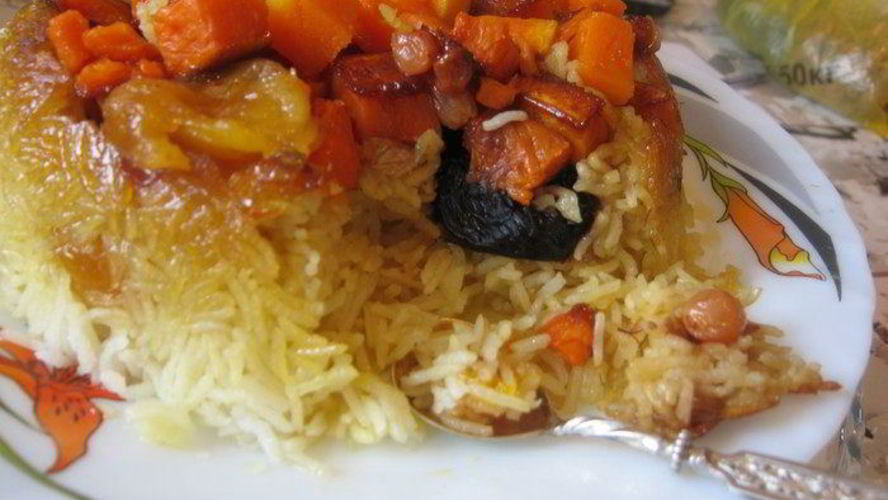 Рецепт пряный плов с тыквой и сухофруктами