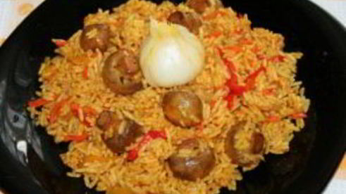 вегетарианский плов с грибами