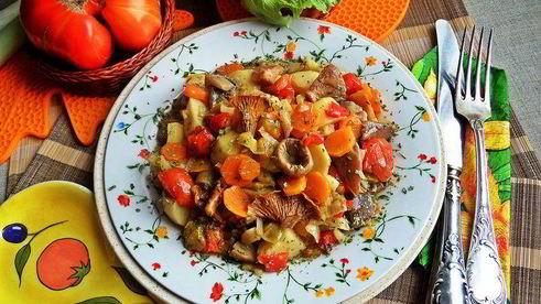 грибное рагу с овощами