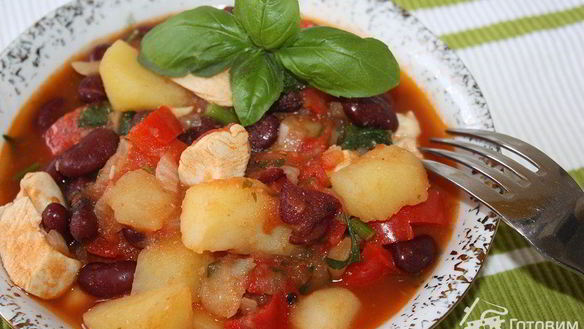 Рецепт Мексиканское овощное рагу с куриным филе