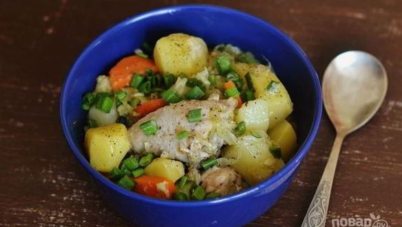 Рецепт Овощное рагу с курицей и кабачками