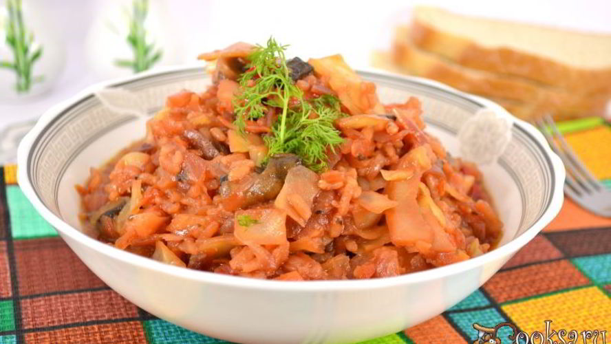 Рецепт овощное рагу с рисом и шампиньонами в мультиварке