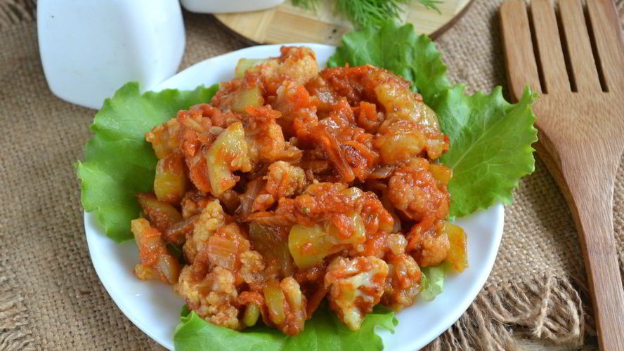 Рецепт овощное рагу с цветной капустой и кабачками