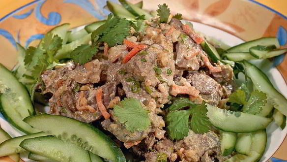 Рецепт Рагу из куриной печенки с орехами