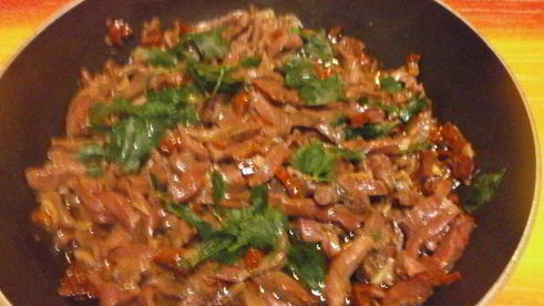 рагу из сердца с вялеными помидорами