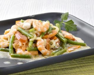 Рагу из стручковой фасоли с креветками