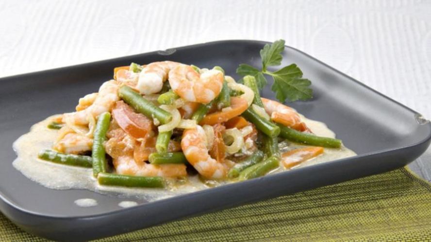 Рецепт рагу из стручковой фасоли с креветками