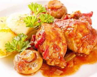 Рагу из цыпленка с белым вином