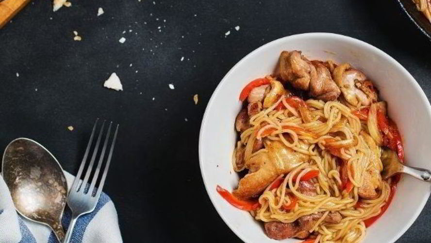 Рецепт рисовая лапша с уткой и перцем