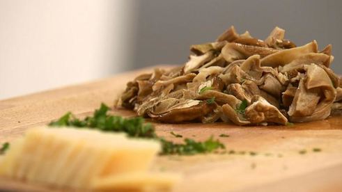 грибное ризотто со шпинатом