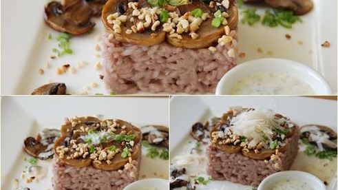 красное ризотто с горгонцоловым соусом