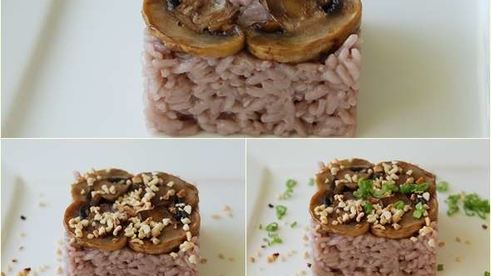 красное ризотто с горгонцоловым соусом