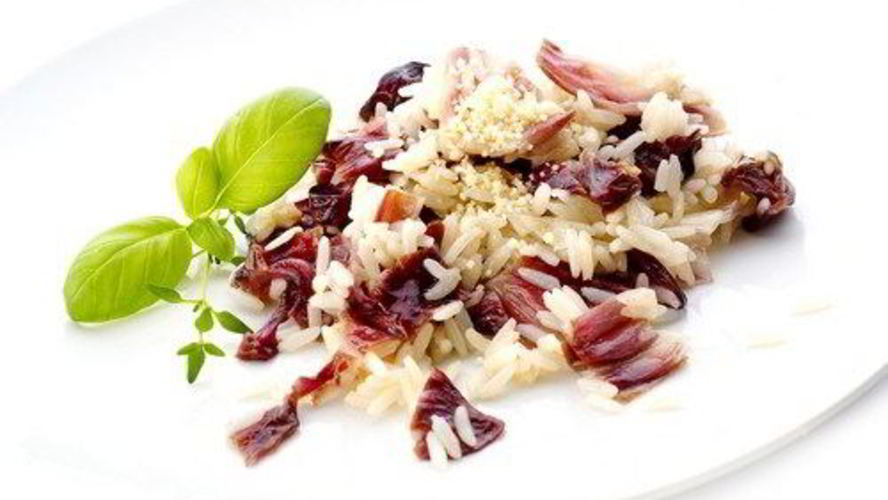 Рецепт красное ризотто с мангольдом