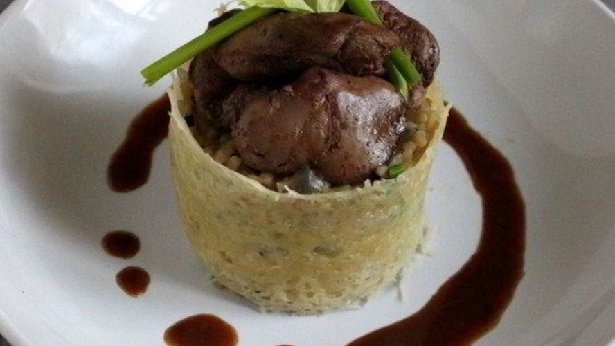 Рецепт куриная печень с шафрановым ризотто