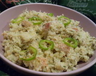 Насыщенное ризотто с морским окунем и сливками