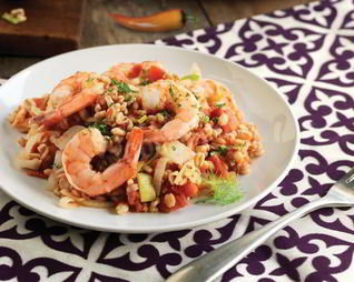 Ризотто из фарро с креветками