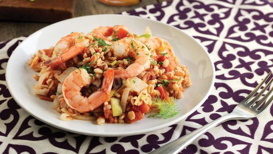 Рецепт ризотто из фарро с креветками