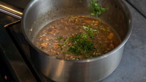 ризотто с белыми грибами и трюфельной пастой