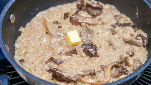 ризотто с говядиной и вешенками