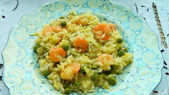 Рецепт Ризотто с креветками и сливками