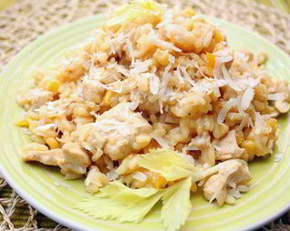 Ризотто с курицей, перцем и кукурузой