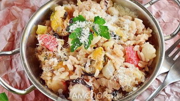 Рецепт Ризотто с морепродуктами в сливочном соусе