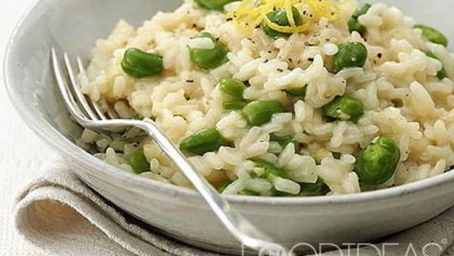 Рецепт ризотто с овечьим сыром, бобами и лимонным соком