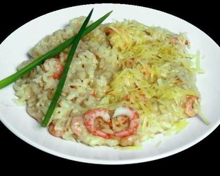 Ризотто с шампанским и тигровыми креветками