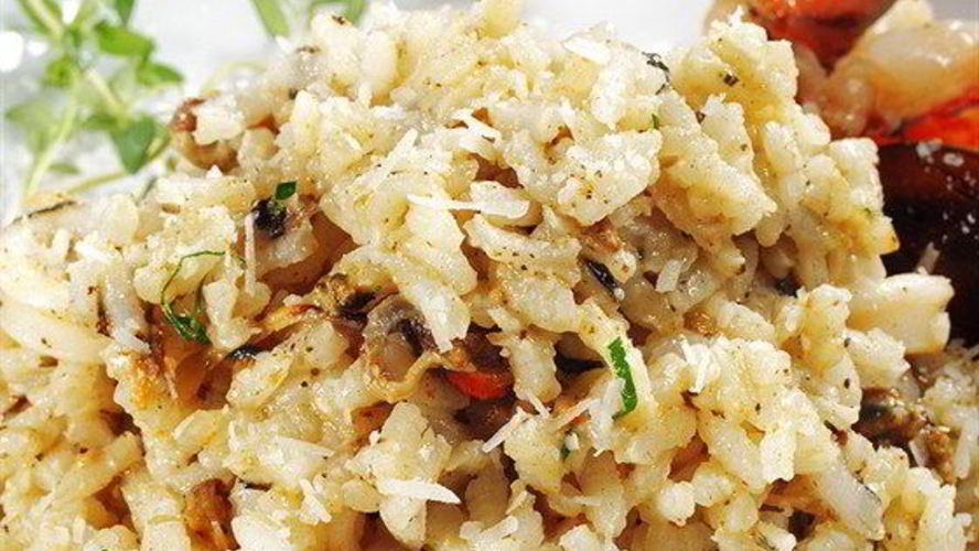 Рецепт ризотто с шампанским, креветками и гребешками