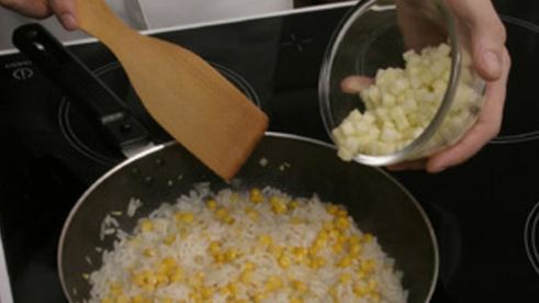 ризотто с яблоками и клюквой