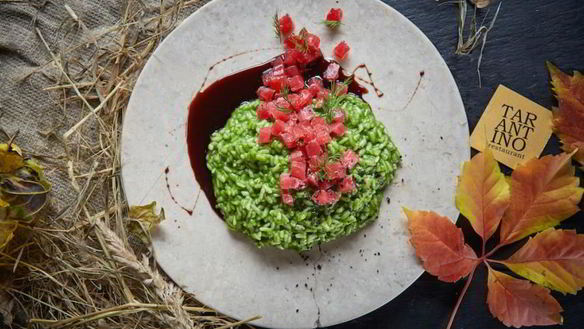 Рецепт Ризотто со шпинатом, свежим тунцом и соусом терияки