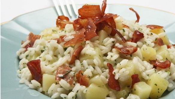 Рецепт Ризотто я с яблоками и беконом