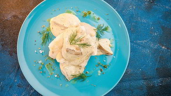 Рецепт Филе палтуса под грибным соусом