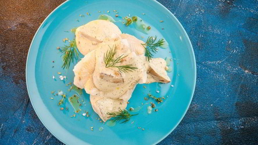 Рецепт филе палтуса под грибным соусом