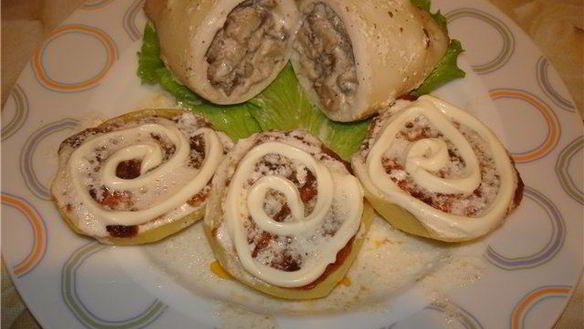 Рецепт Кальмары, фаршированные рисом и грибами