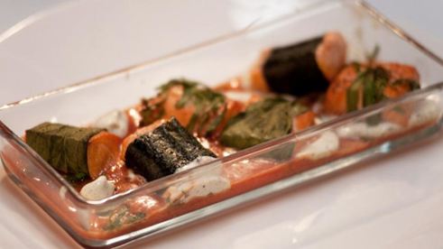 копченыи лосось на желе из томатного коктеи ля