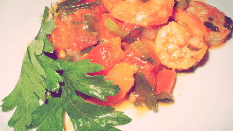 Рецепт креветки с овощами и зеленью