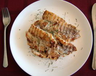 Окунь морской на гриле