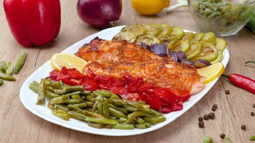 Рецепт овощное ассорти с форелью