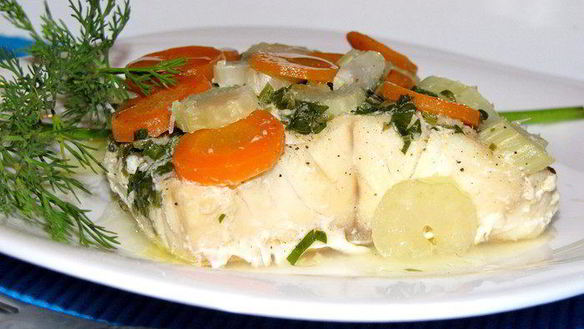 Рецепт Палтус с овощами, запеченный в фольге