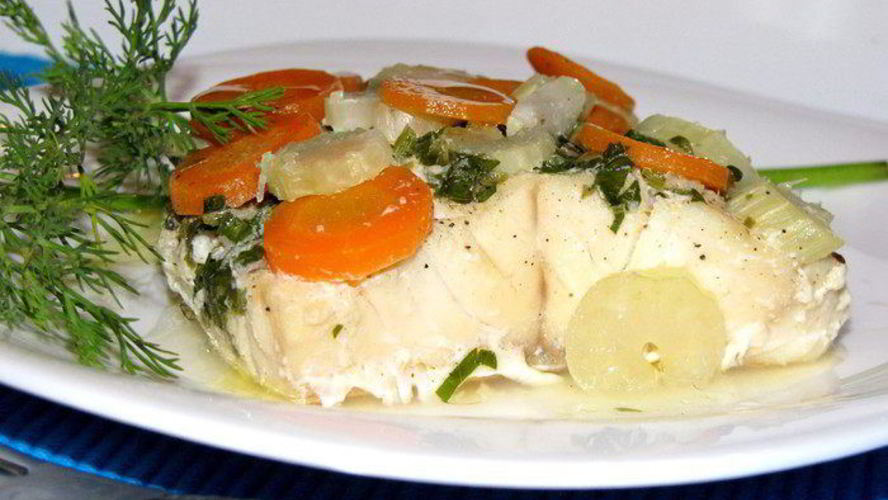 Рецепт палтус с овощами, запеченный в фольге