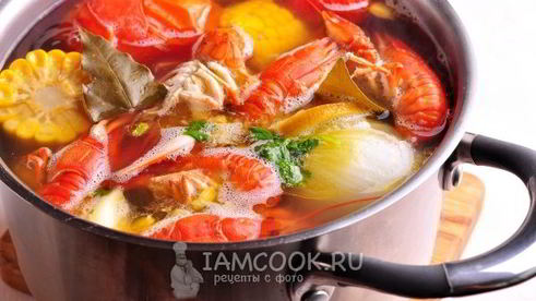 раки вареные с кукурузой