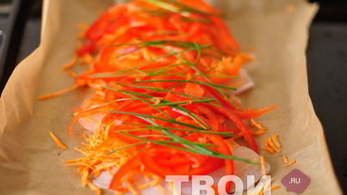 рыба, запеченная с овощами