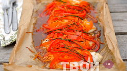 рыба, запеченная с овощами